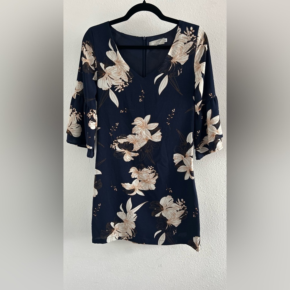 Belongsi Navy Floral V-Neck Dress Top